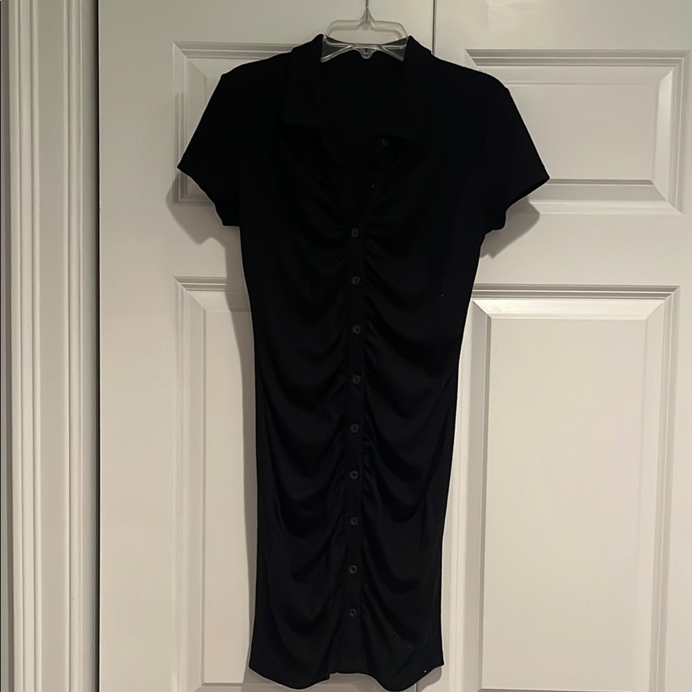 Elegant Black Button-Down Dress